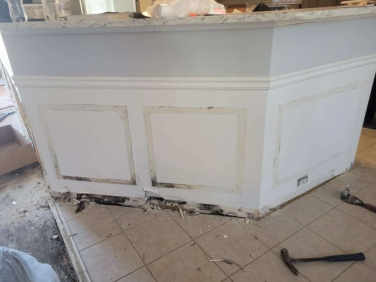 Water damage and mold on kitchen during Storm Damage Restoration in Farr West